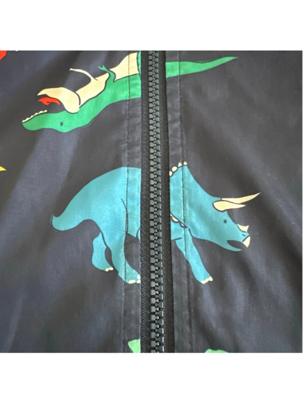 Boys Carter's Dinosaur Raincoat Size 7 Navy Blue Orange Fleece Lined Hooded